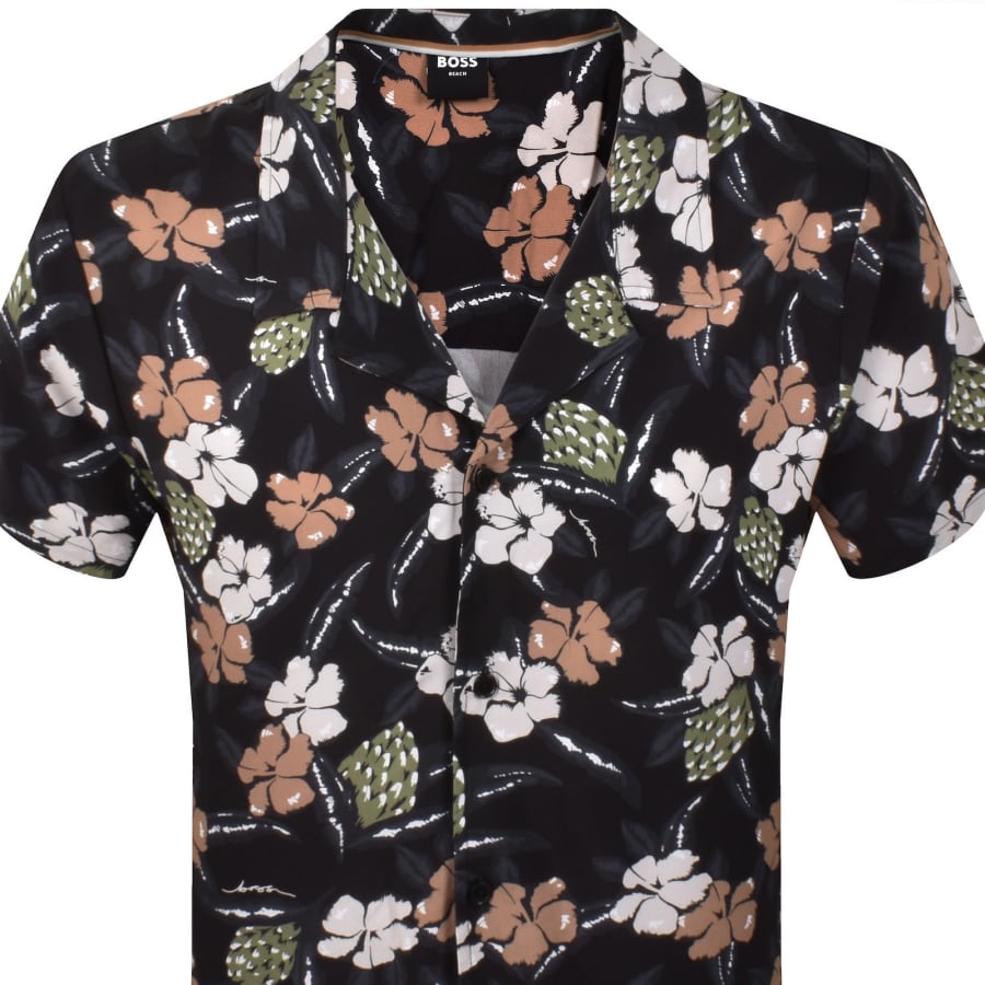 Image number 2 for BOSS Short Sleeve Beach Shirt Black