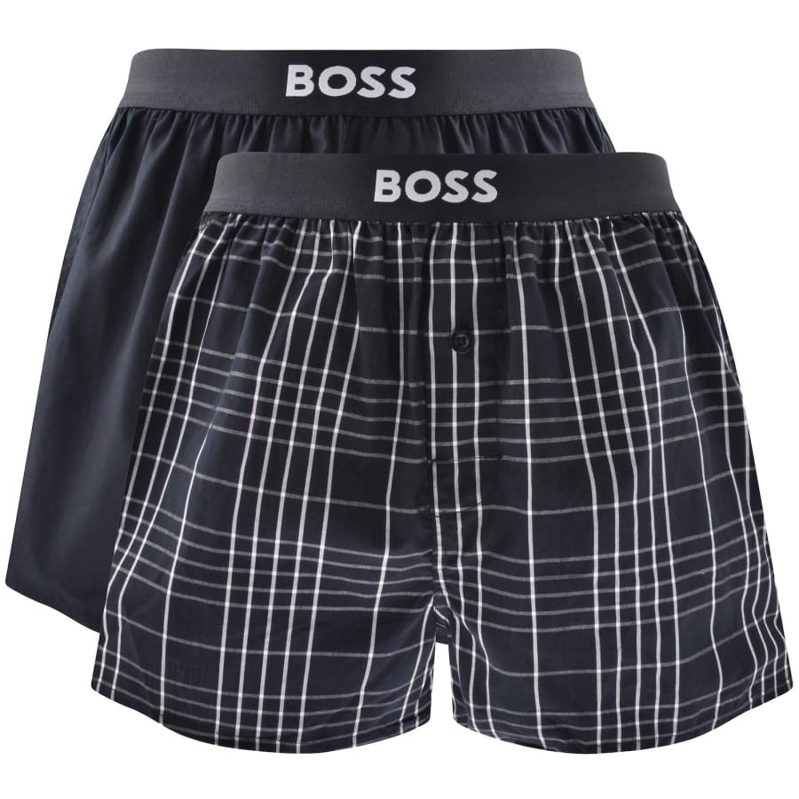 Image number 1 for BOSS Underwear 2 Pack Boxer Shorts Navy