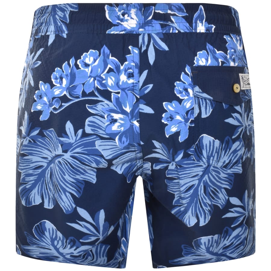 Image number 2 for Ralph Lauren Floral Seersucker Swim Shorts Blue