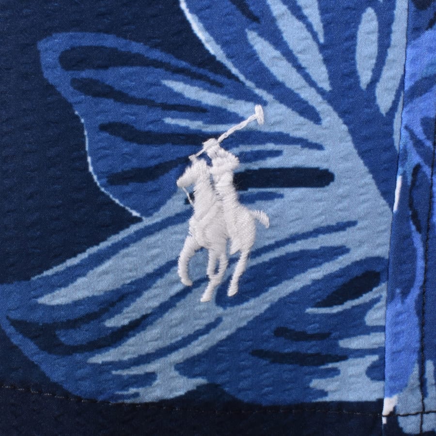 Image number 3 for Ralph Lauren Floral Seersucker Swim Shorts Blue