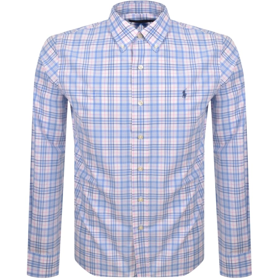 Image number 1 for Ralph Lauren Check Long Sleeve Shirt Blue