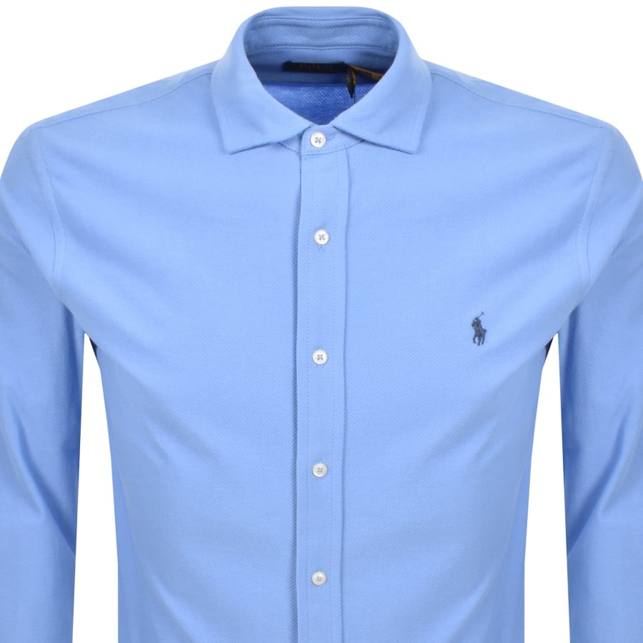 Image number 2 for Ralph Lauren Honeycomb Textured Shirt Blue