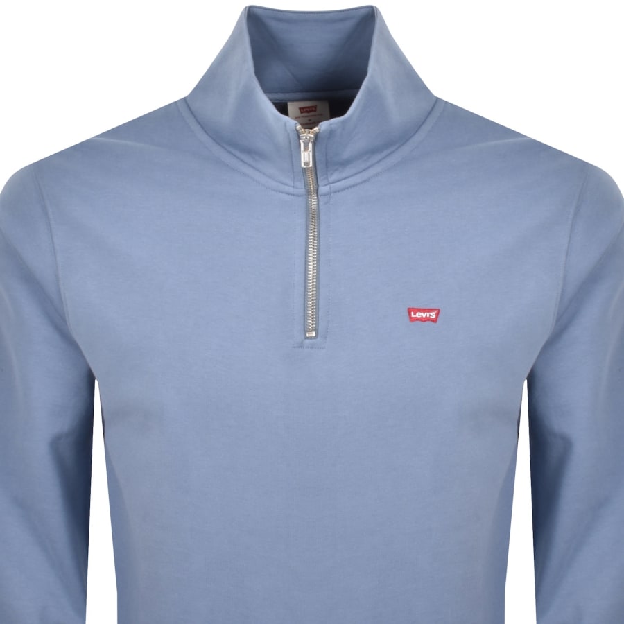 Image number 2 for Levis Original Quarter Zip Sweatshirt Blue