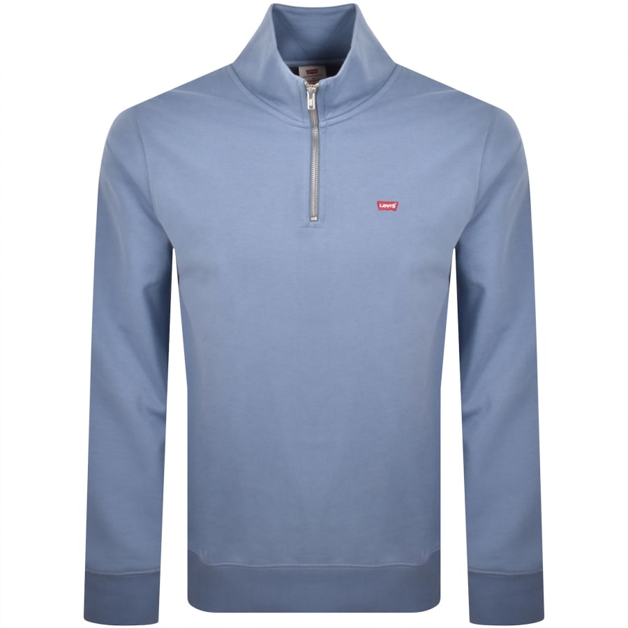 Image number 1 for Levis Original Quarter Zip Sweatshirt Blue