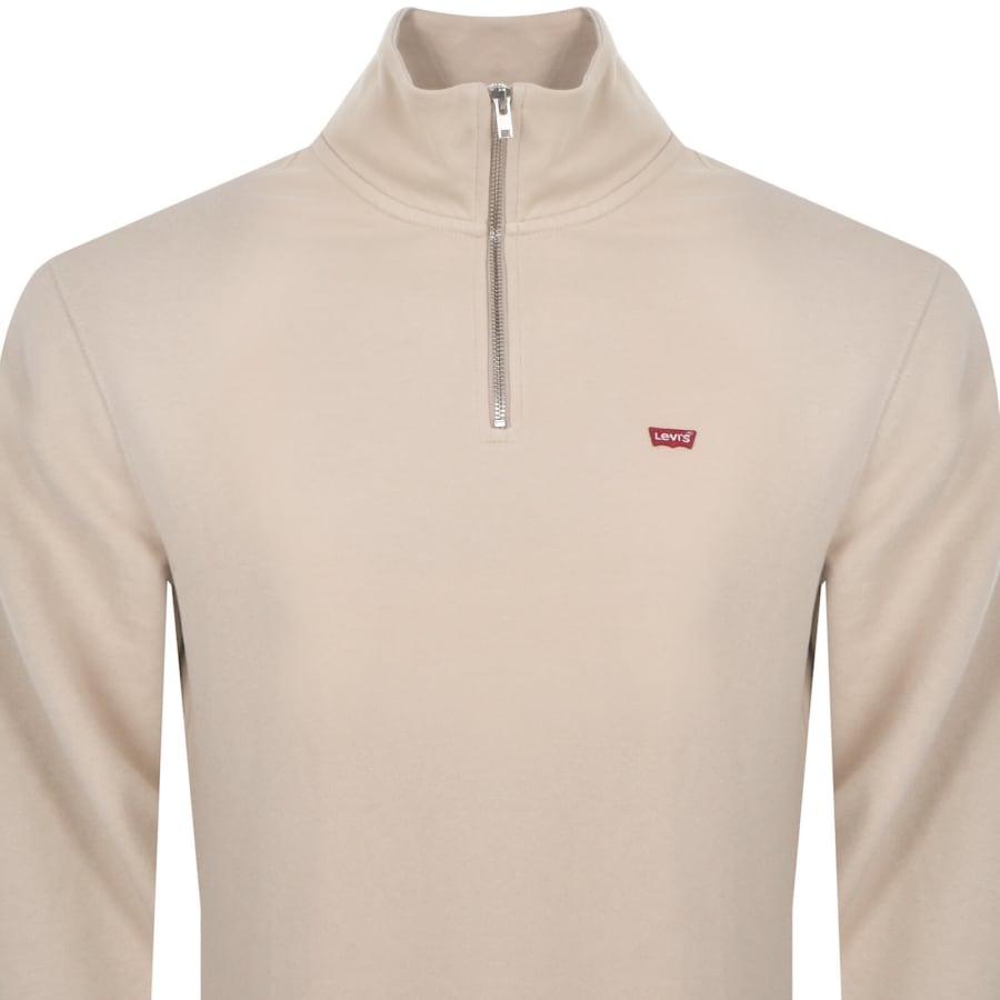 Image number 2 for Levis Original Quarter Zip Sweatshirt Beige