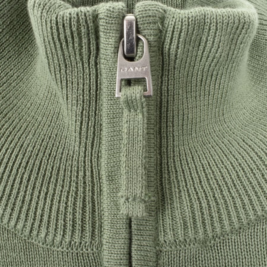 Image number 4 for Gant Half Zip Knit Jumper Kalamata Green