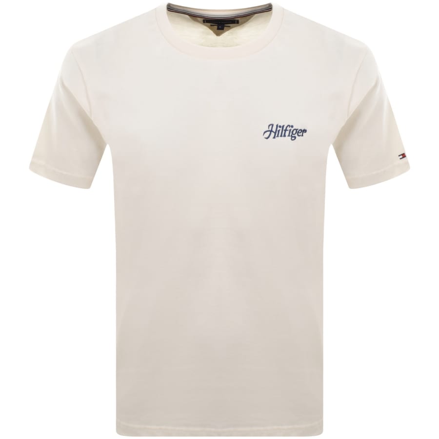 Image number 2 for Tommy Hilfiger Logo Summer T Shirt Cream