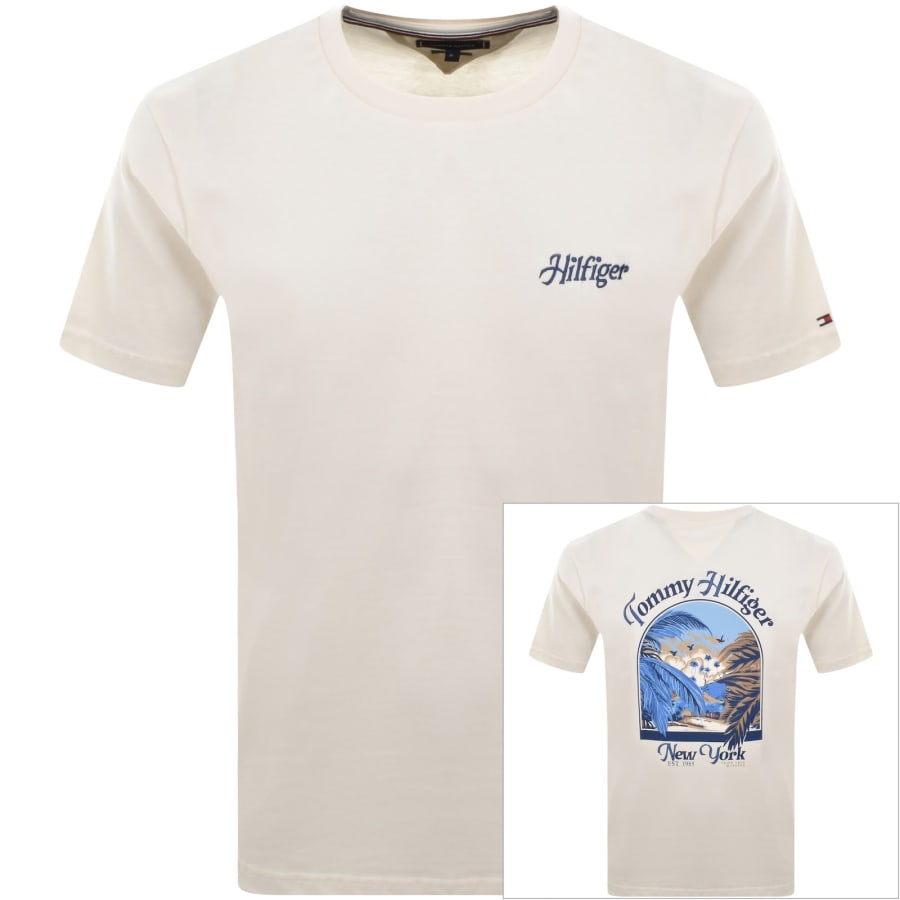 Image number 1 for Tommy Hilfiger Logo Summer T Shirt Cream
