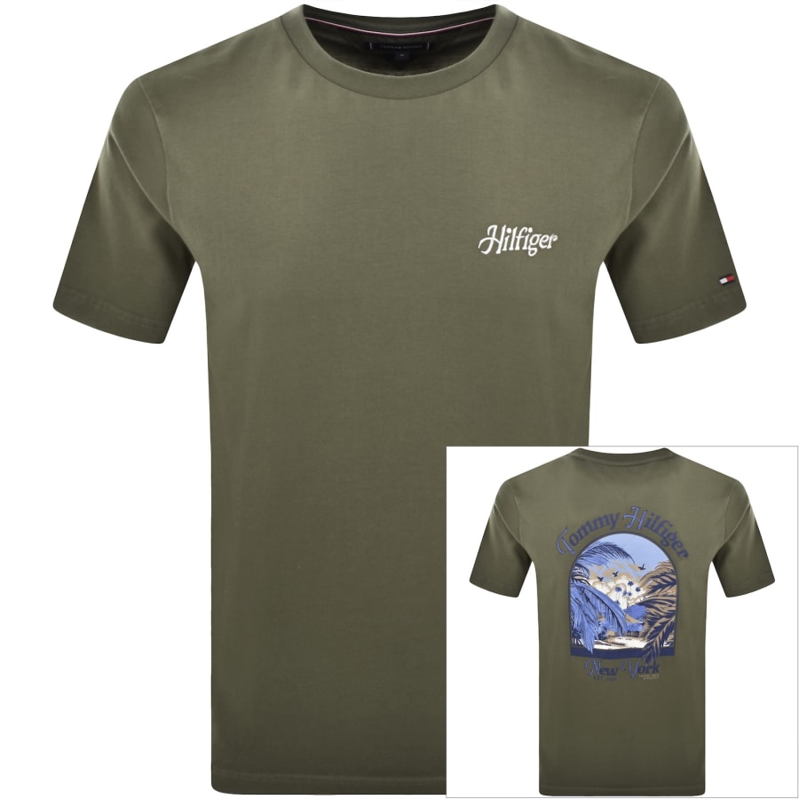 Image number 1 for Tommy Hilfiger Logo Summer T Shirt Green