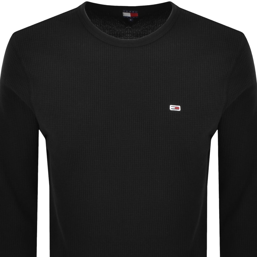 Image number 2 for Tommy Jeans Slim Fit Waflle T Shirt Black