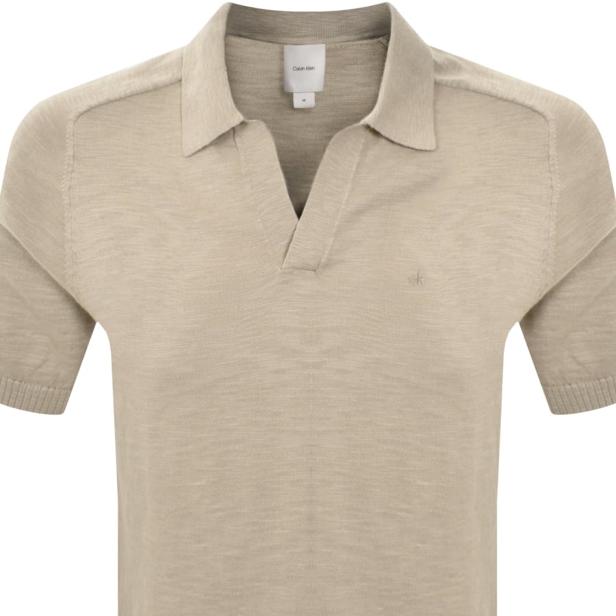 Image number 2 for Calvin Klein Knit Polo T Shirt Beige