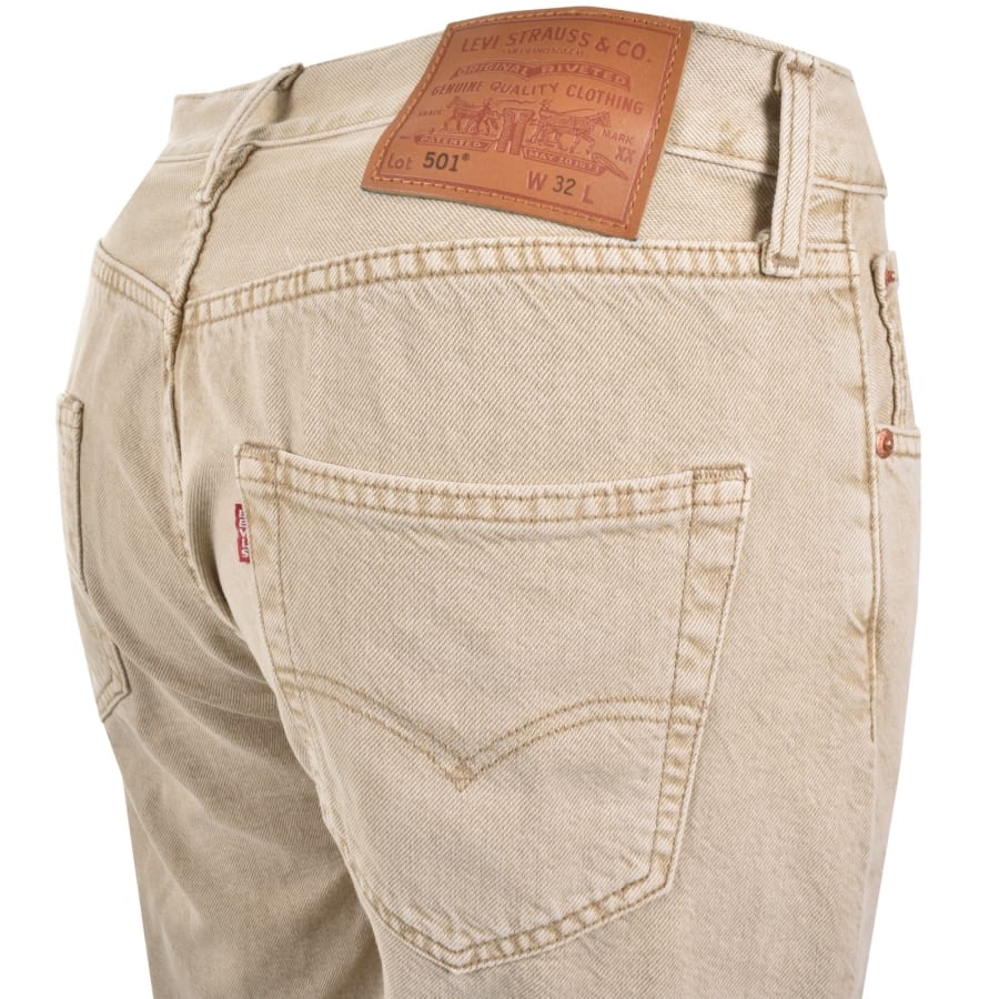 Image number 4 for Levis Original Fit 501 Denim Shorts Beige