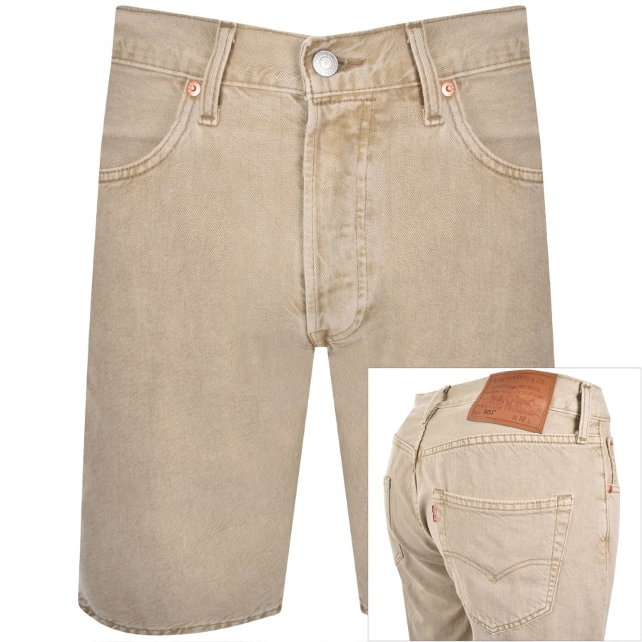 Image number 1 for Levis Original Fit 501 Denim Shorts Beige
