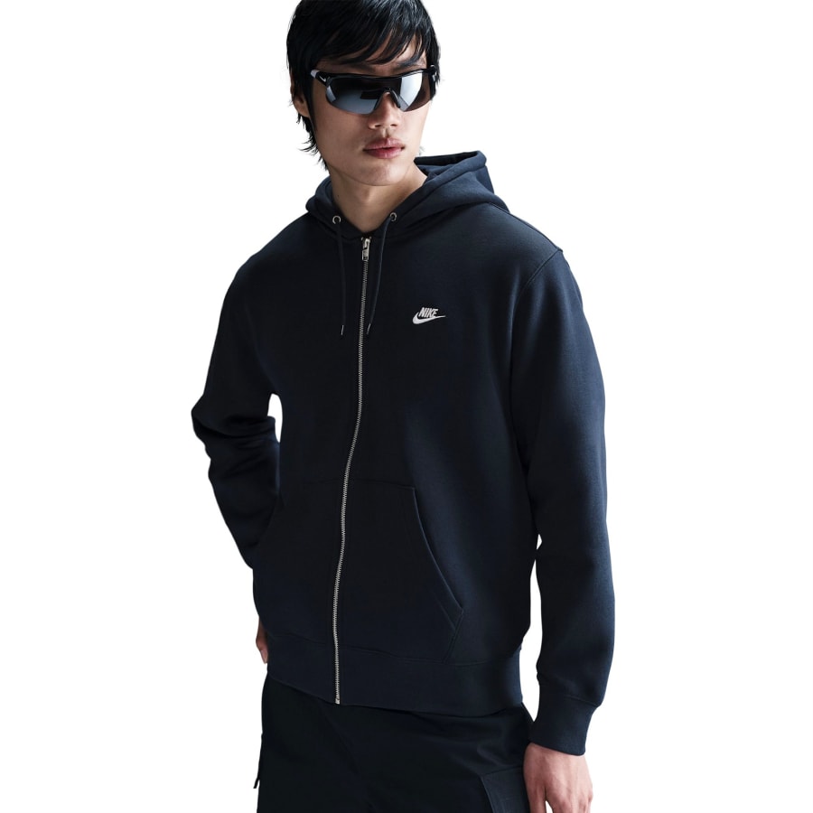 Image number 4 for Nike Full Zip Club Hoodie Navy