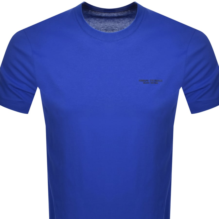 Image number 2 for Armani Exchange Crew Neck Logo T Shirt Blue