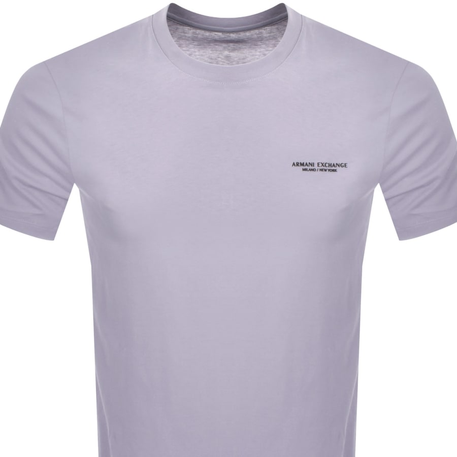 Image number 2 for Armani Exchange Crew Neck Logo T Shirt Lilac