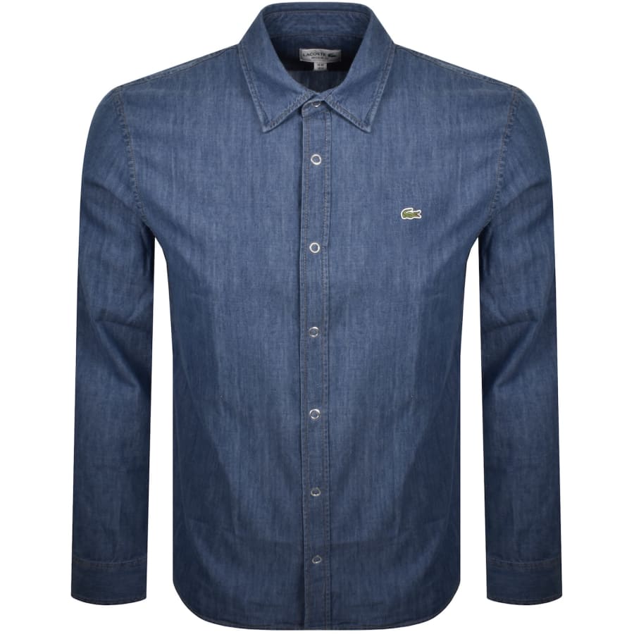 Image number 1 for Lacoste Long Sleeved Woven Shirt Blue