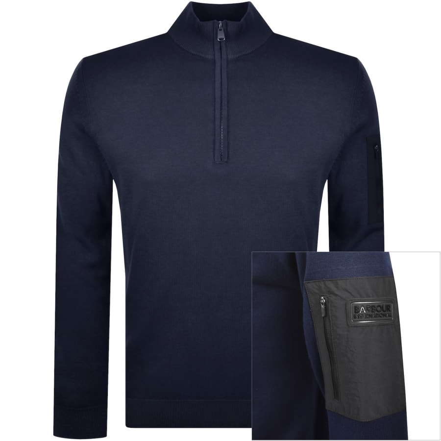 Image number 1 for Barbour International Blades Knit Jumper Navy
