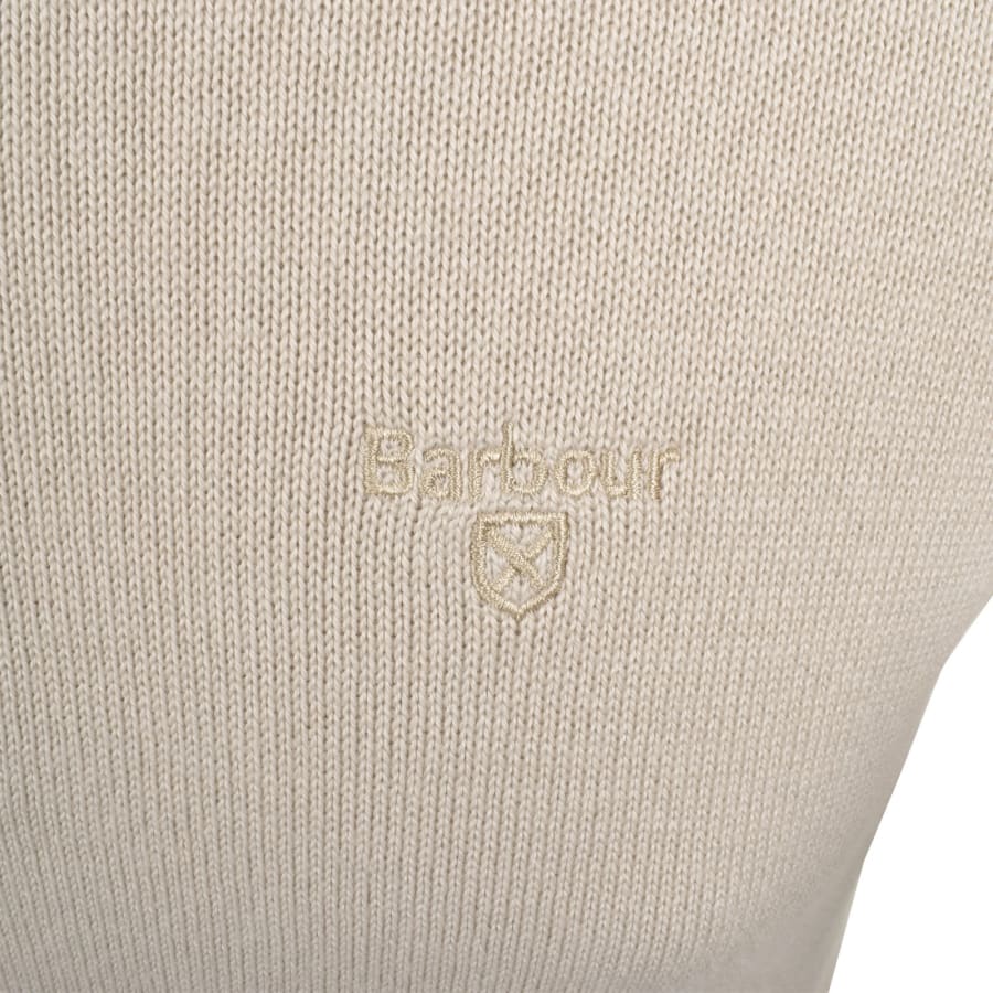 Image number 3 for Barbour Half Zip Knit Jumper Beige