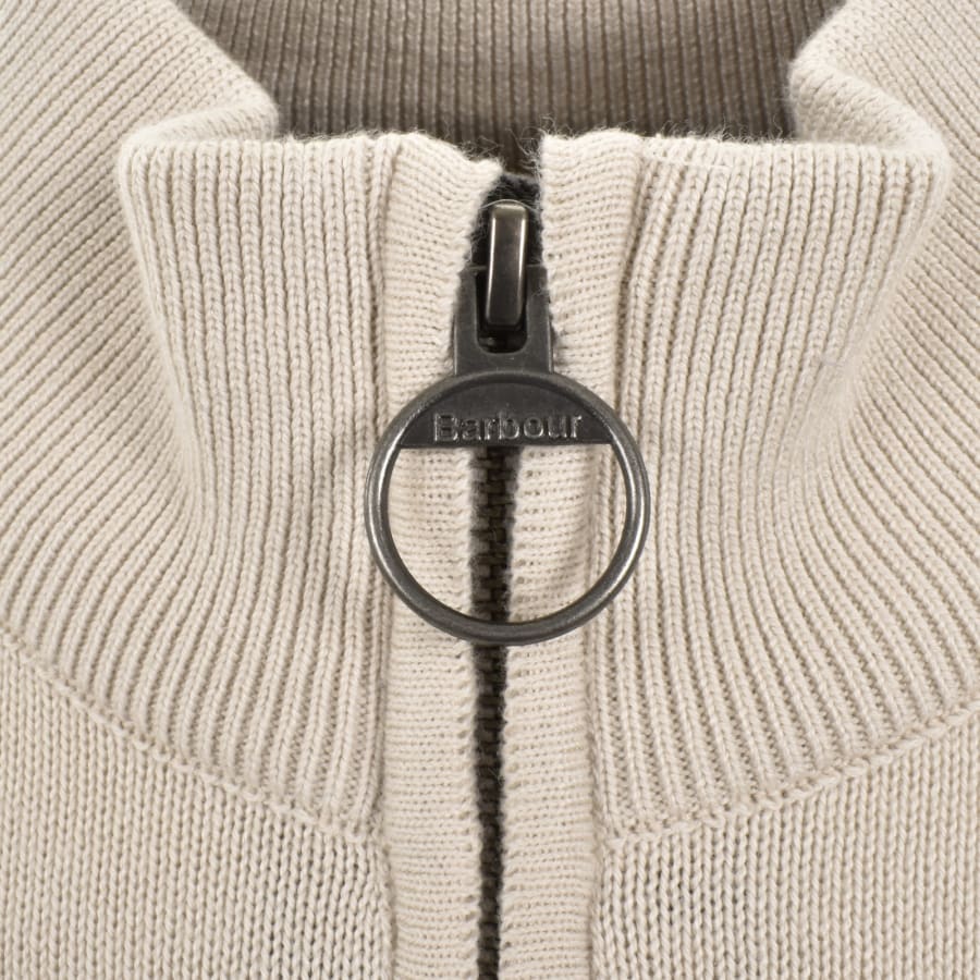 Image number 4 for Barbour Half Zip Knit Jumper Beige