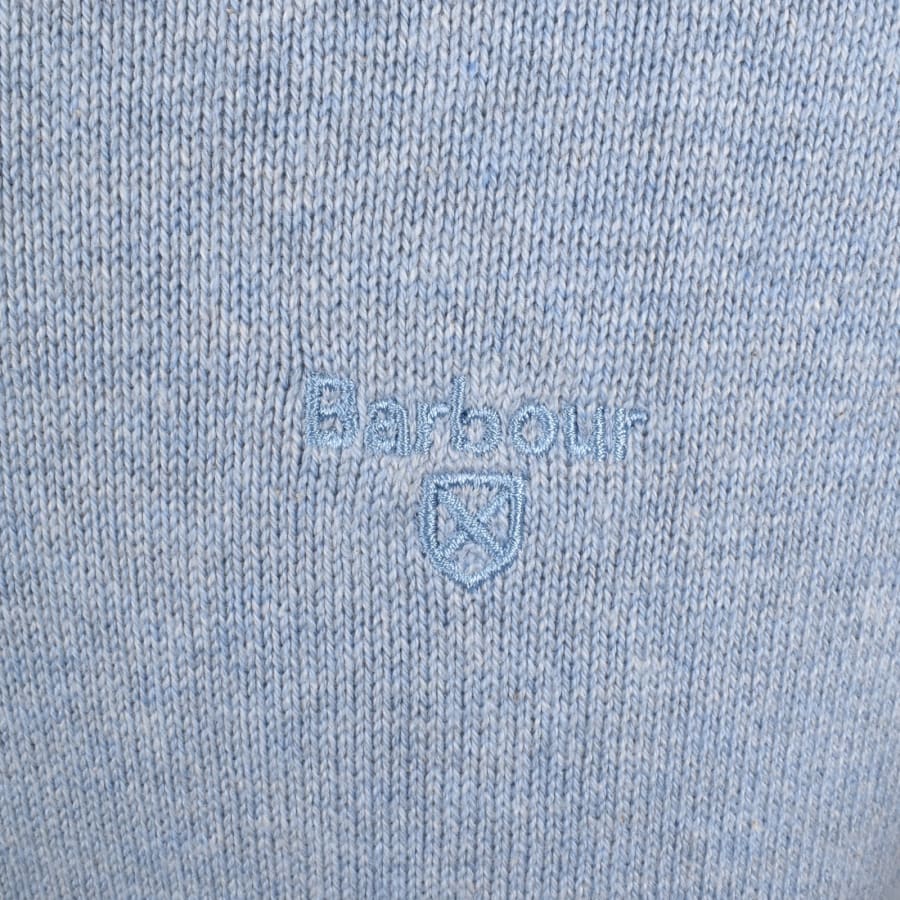 Image number 3 for Barbour Half Zip Knit Jumper Blue