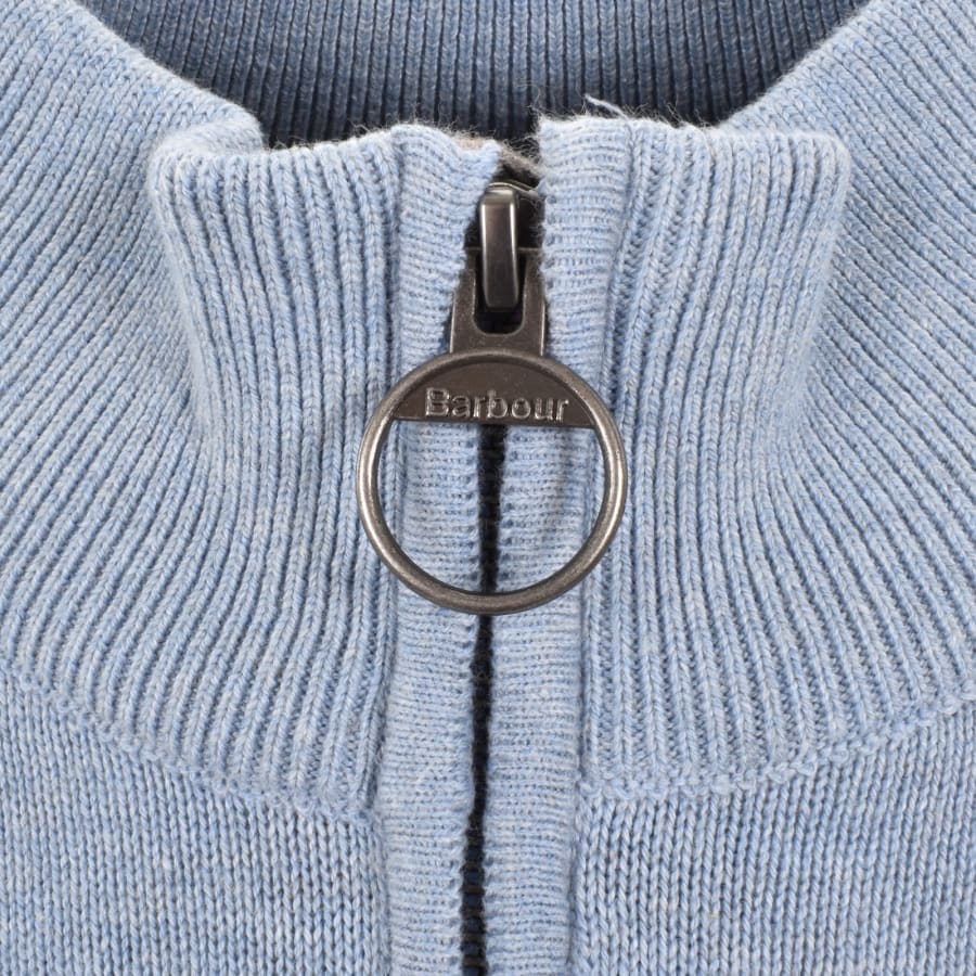 Image number 4 for Barbour Half Zip Knit Jumper Blue