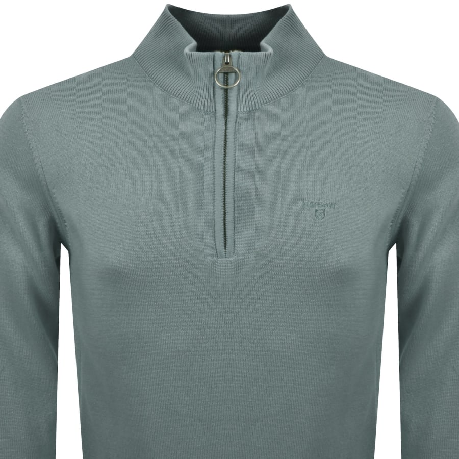 Image number 2 for Barbour Half Zip Knit Jumper Blue