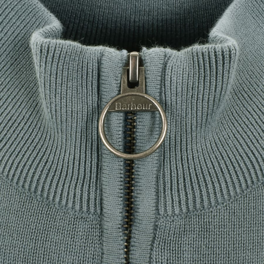 Image number 4 for Barbour Half Zip Knit Jumper Blue
