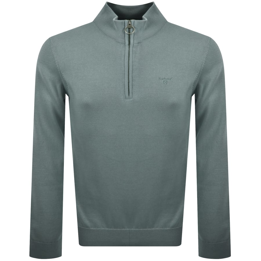 Image number 1 for Barbour Half Zip Knit Jumper Blue