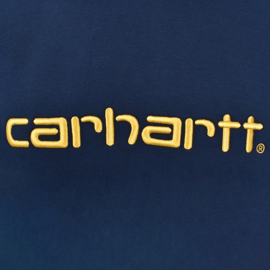 Image number 3 for Carhartt WIP Logo Hoodie Navy