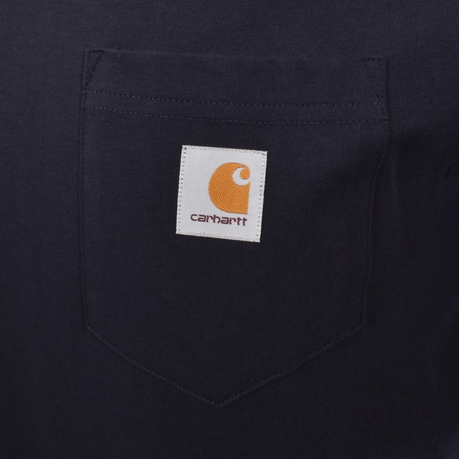Image number 4 for Carhartt WIP Pocket Long Sleeved T Shirt Navy