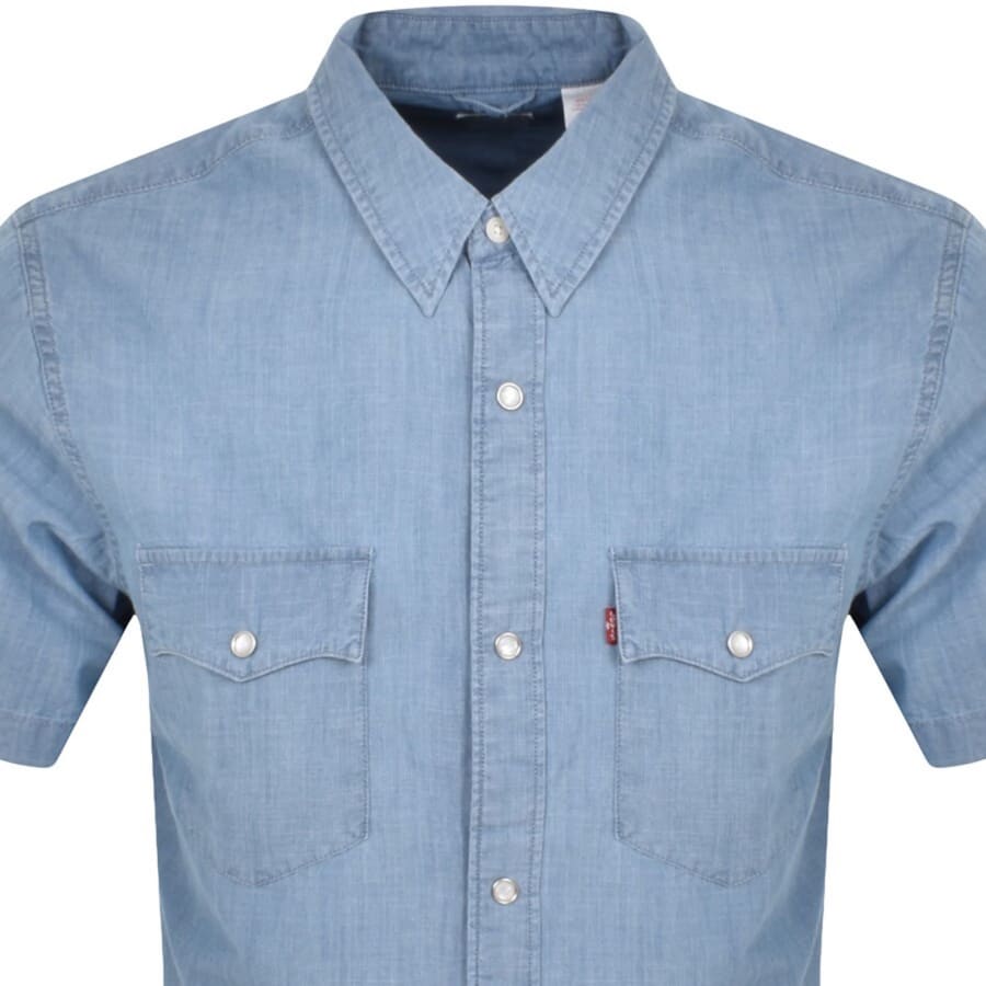 Image number 2 for Levis Western Short Sleeved Shirt Blue