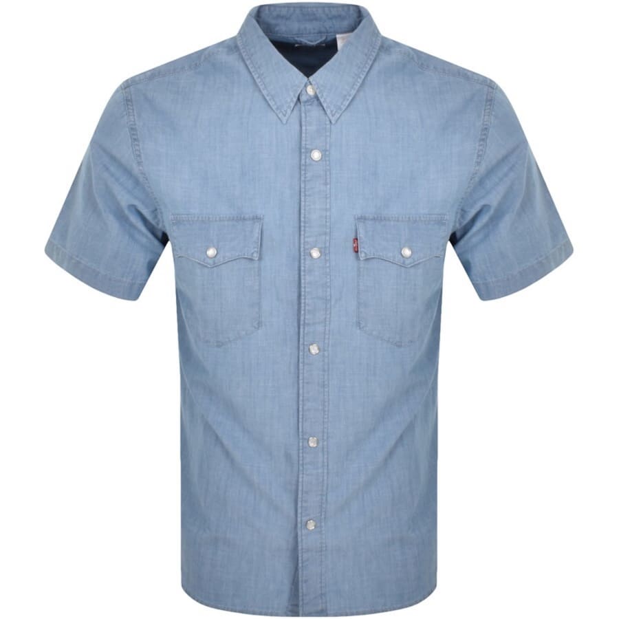 Image number 1 for Levis Western Short Sleeved Shirt Blue