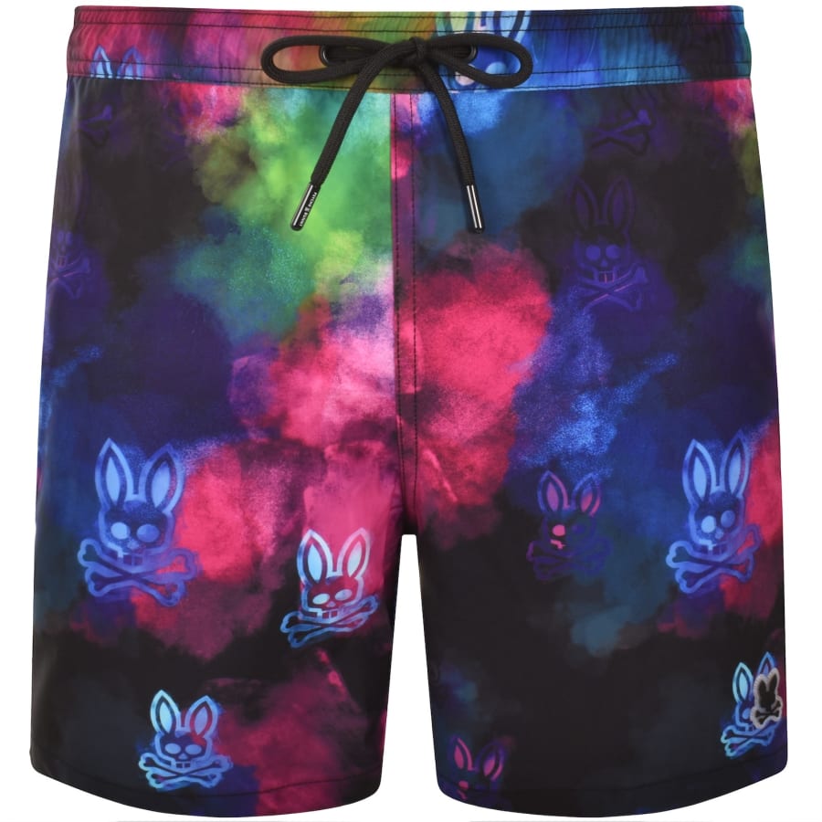 Image number 1 for Psycho Bunny Dokos Printed Swim Shorts Black