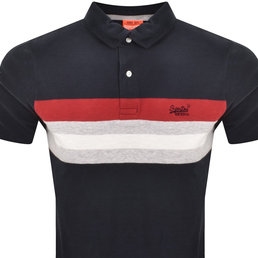 Image number 2 for Superdry Stripes Polo T Shirt Navy