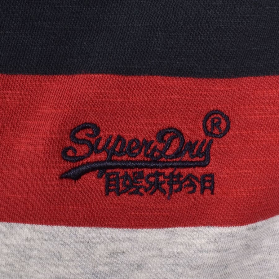 Image number 3 for Superdry Stripes Polo T Shirt Navy