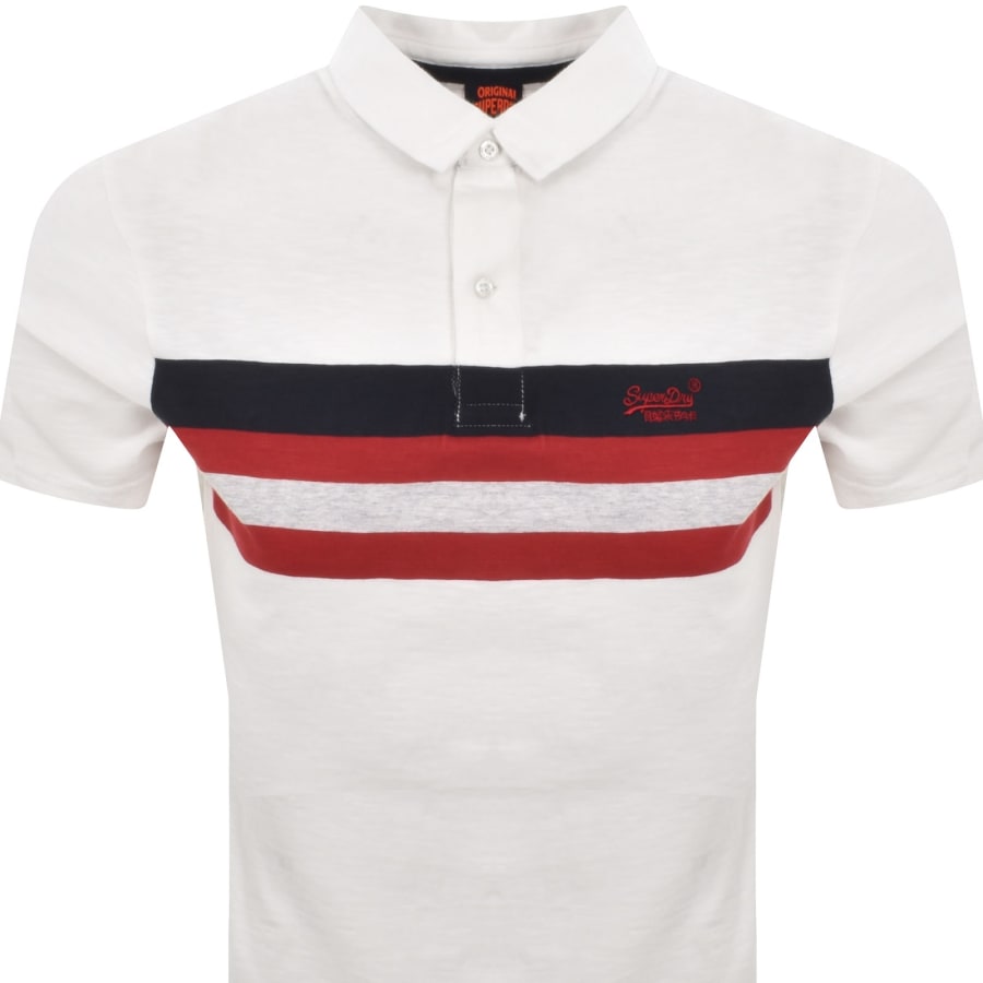 Image number 2 for Superdry Stripes Polo T Shirt White