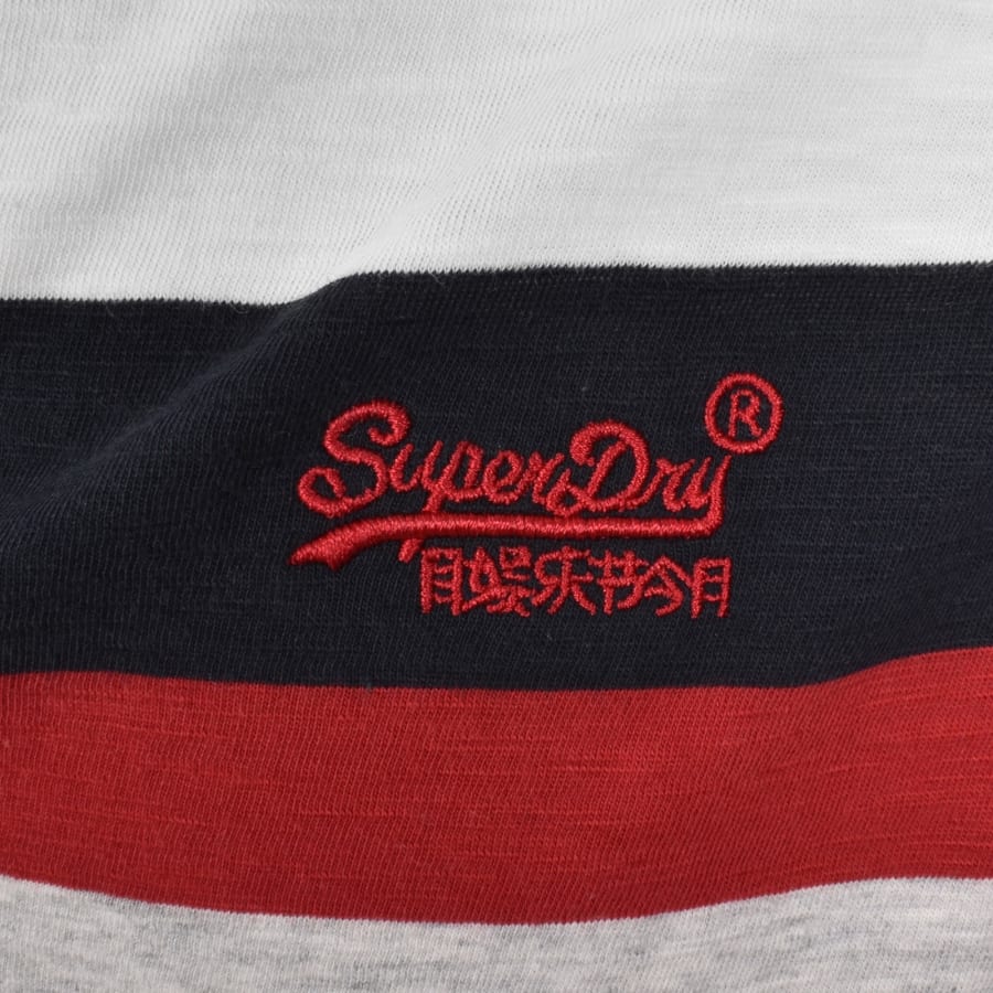 Image number 3 for Superdry Stripes Polo T Shirt White