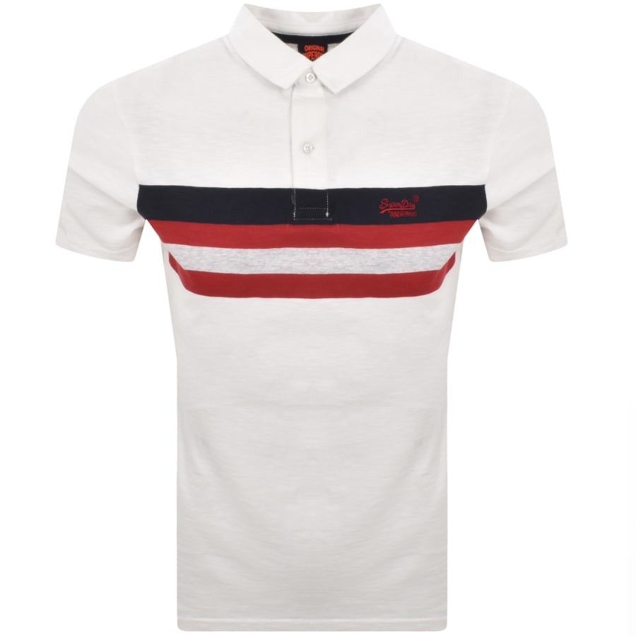 Image number 1 for Superdry Stripes Polo T Shirt White