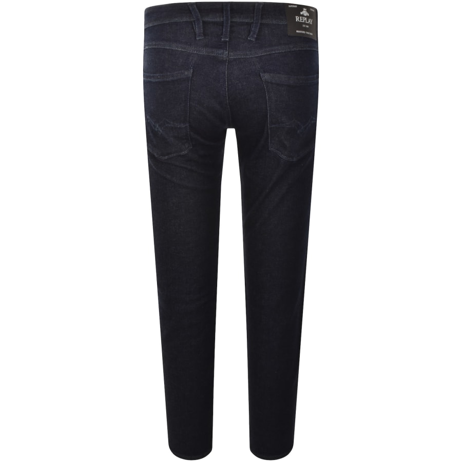 Image number 3 for Replay Anbass Slim Fit Dark Wash Jeans Blue