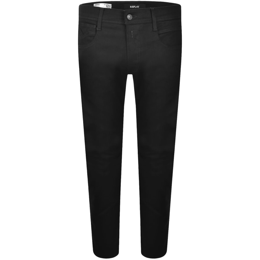 Image number 2 for Replay Anbass Hyperflex Slim Fit Jeans Black