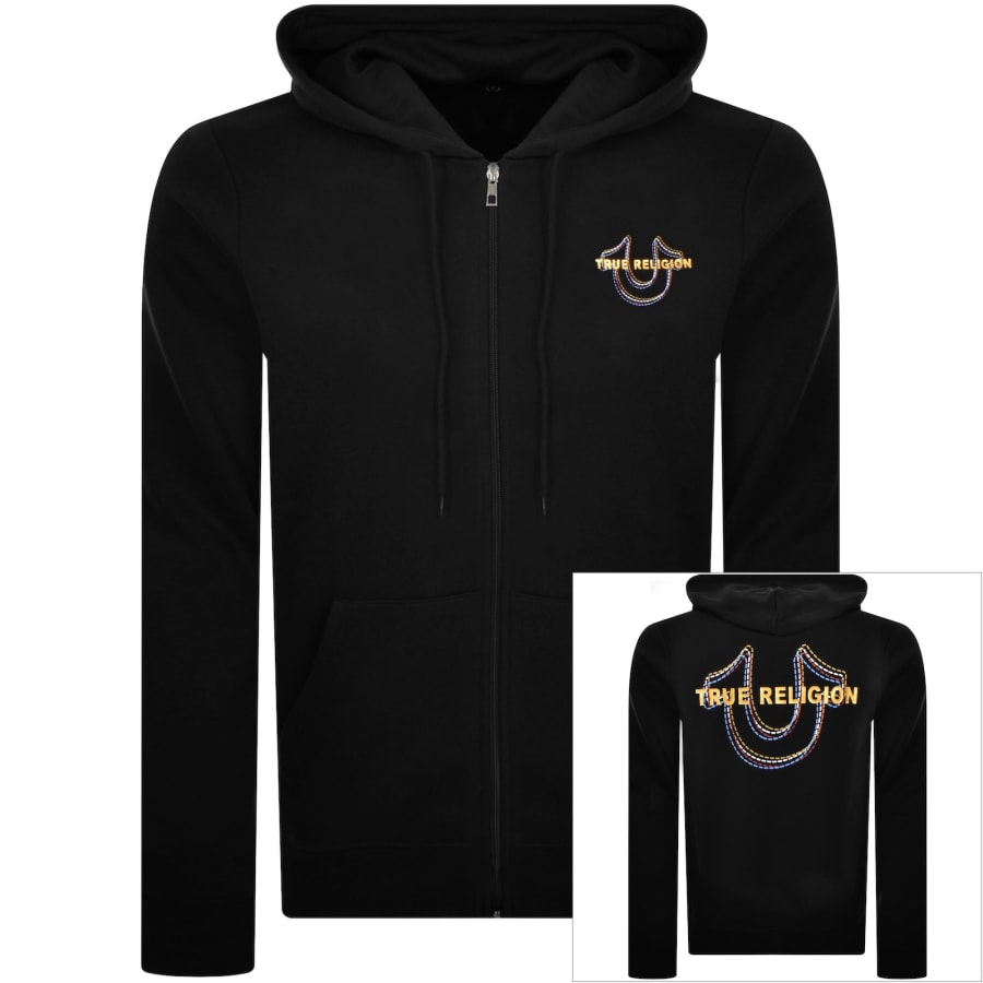 Image number 1 for True Religion Multi Horseshoe Zip Hoodie Black