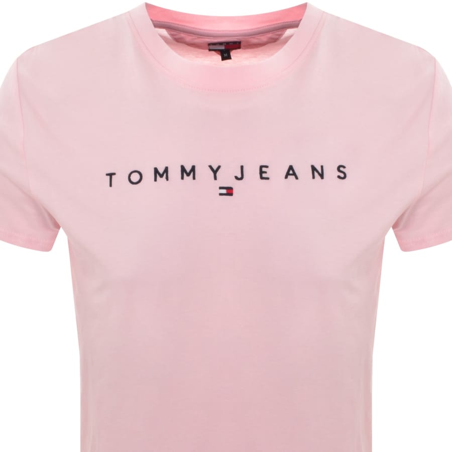 Image number 2 for Tommy Jeans Linear Logo T Shirt Pink