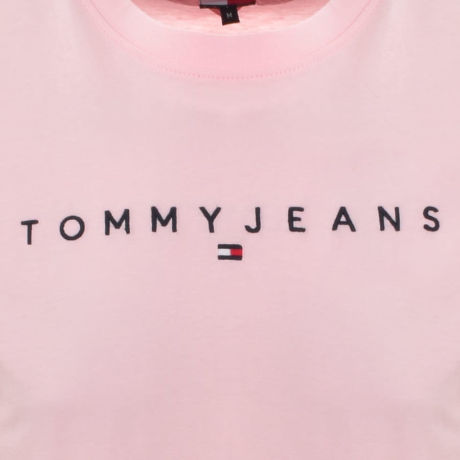 Image number 3 for Tommy Jeans Linear Logo T Shirt Pink