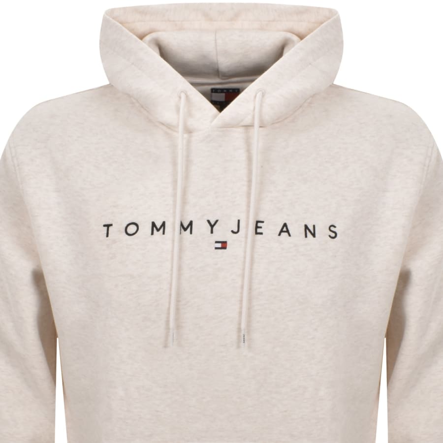 Image number 2 for Tommy Jeans Linear Flag Logo Hoodie Cream