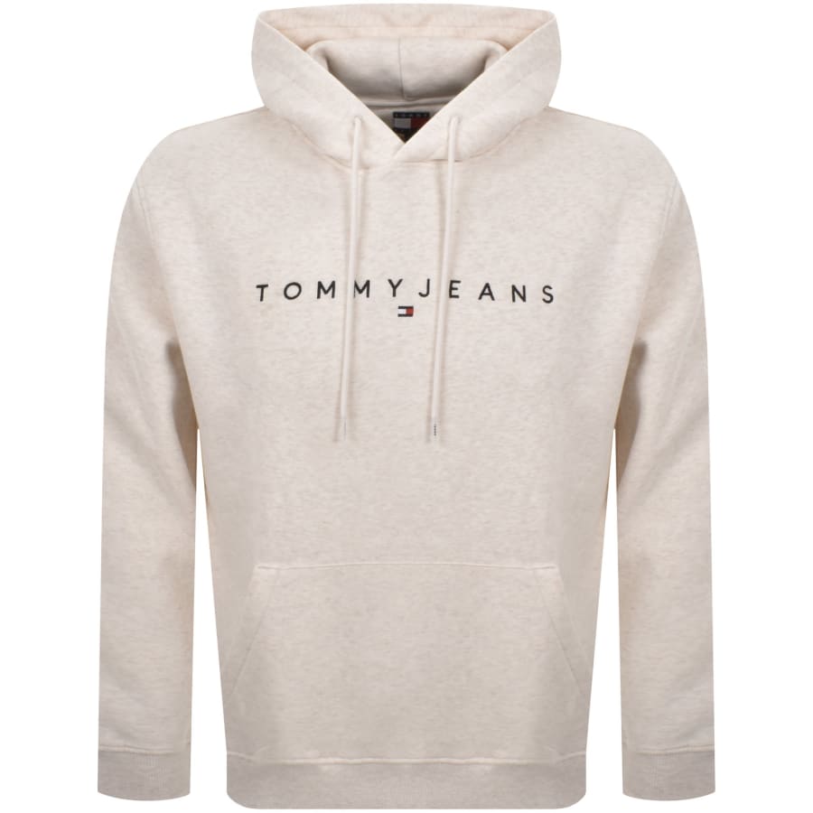 Image number 1 for Tommy Jeans Linear Flag Logo Hoodie Cream