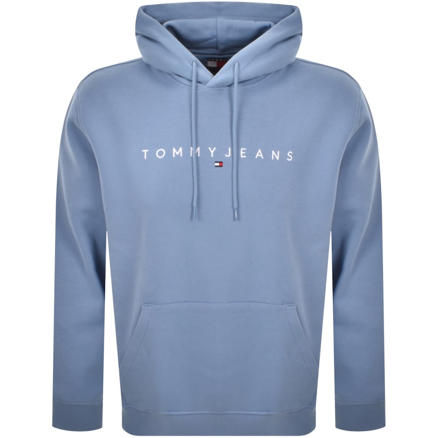 Image number 1 for Tommy Jeans Linear Flag Logo Hoodie Blue