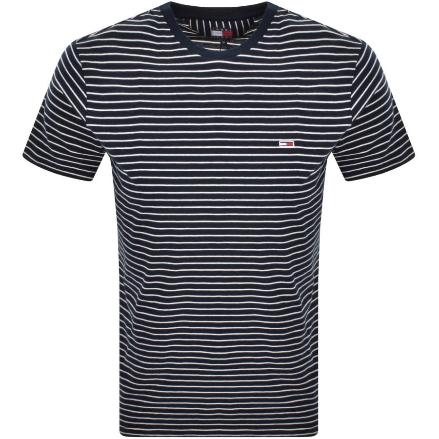 Image number 1 for Tommy Jeans Slim Fit Stripe T Shirt Navy