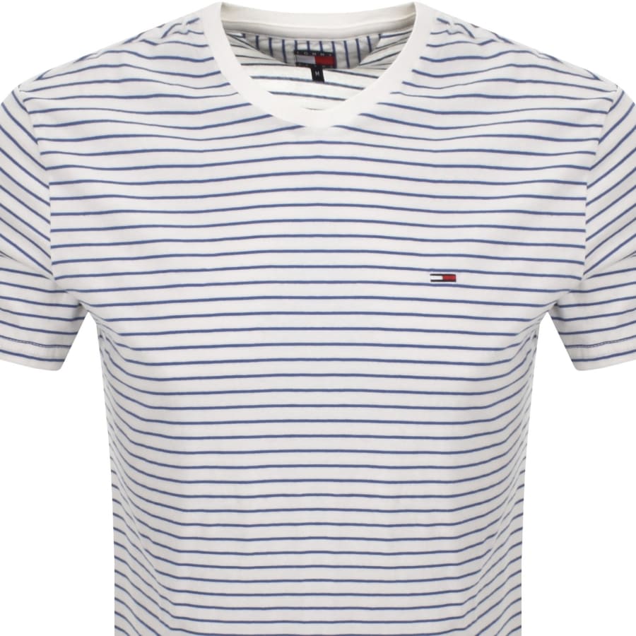Image number 2 for Tommy Jeans Slim Fit Stripe T Shirt Ecru