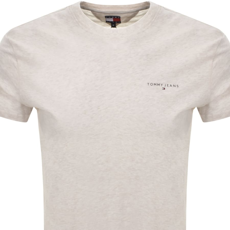 Image number 2 for Tommy Jeans Linear Logo T Shirt Oat Marl
